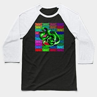 Snake popart rofl snack neon text Baseball T-Shirt